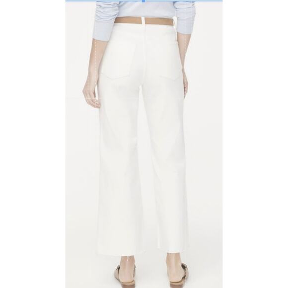 J.Crew Wide-Leg Cut Hem Jean WMNs 28 White Denim Hi-Rise Raw Hem Tall BR051 Crop - Picture 2 of 9